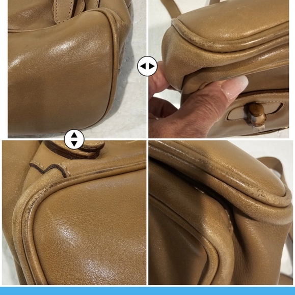 GUCCI 🔥🔥HOST PICK🔥🔥Vintage Bamboo Handle Drawstring Leather  Backpack - Picture 12 of 16